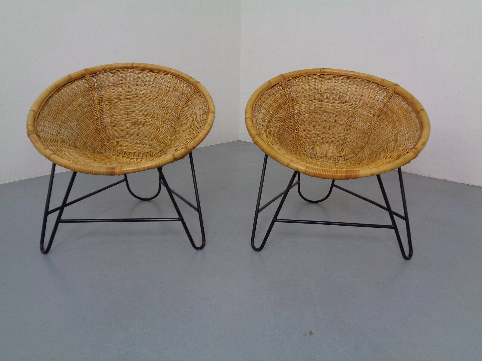 Mid-Century German Bamboo Chairs, 1960s, Set of 2