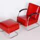 Set of Bauhaus Armchair with Foot Stool attributed to Mucke Melder, 1930s