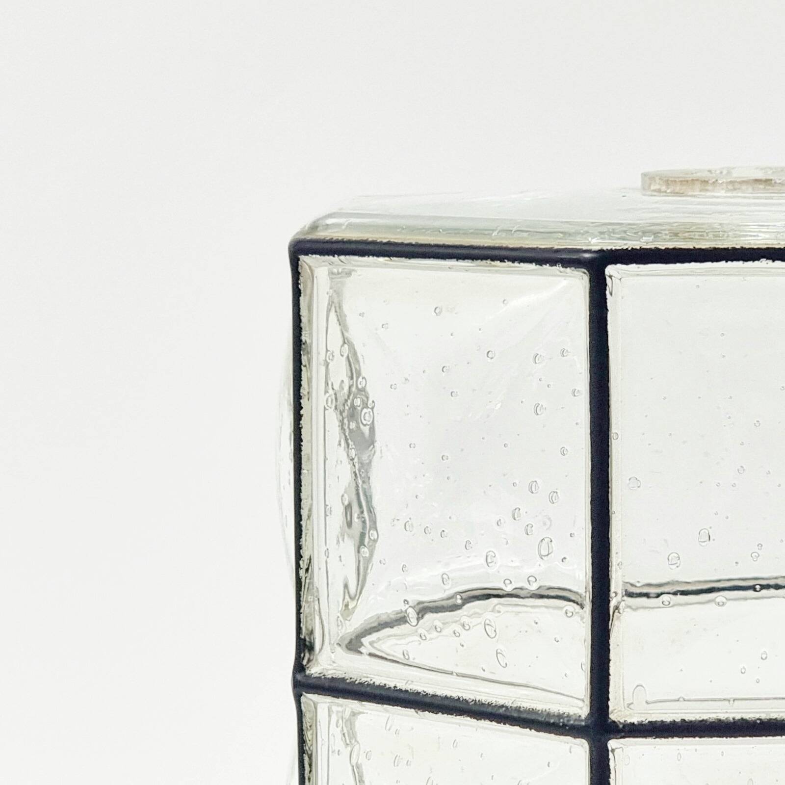 Mid Century Glass & Brass Ceiling Light From Limburg, Germany, 1960s