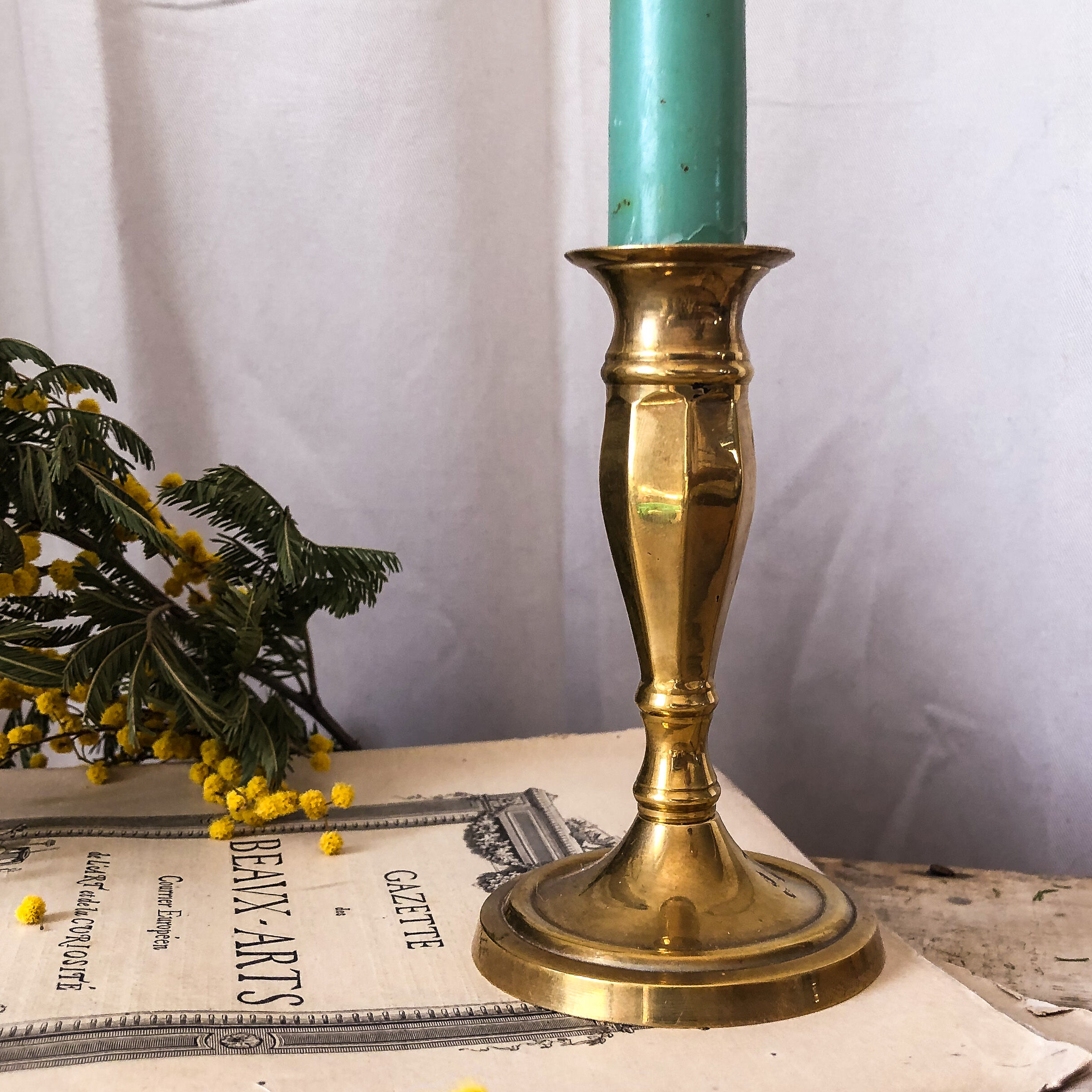 Old brass candlestick