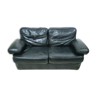 Leather two seater sofa by Tito Agnoli for Poltroon Frau, Italy 1980s