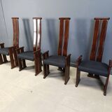 Chaises de salle à manger post-modernes à dossier haut, lot de 4, années 1970