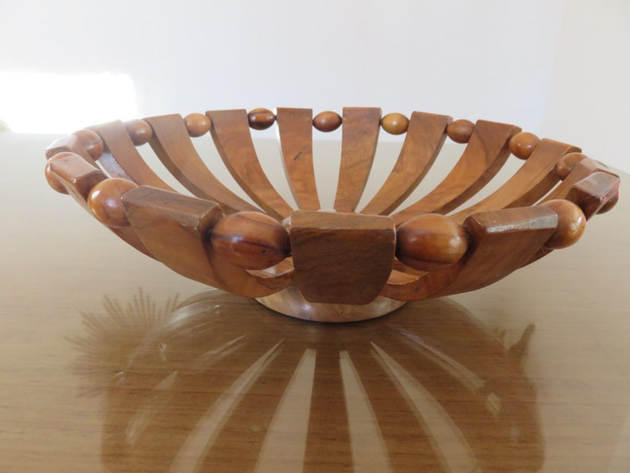 Teak fruit basket Scandinavian style 60s 70s