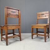 Vintage oak brutalist chairs, 1960s