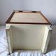 Burlap chest and varnished wood
