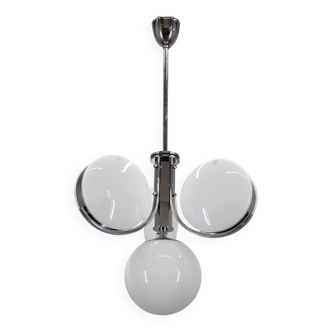 1930s Rare Art Deco Glass Chandelier, Czechoslovakia