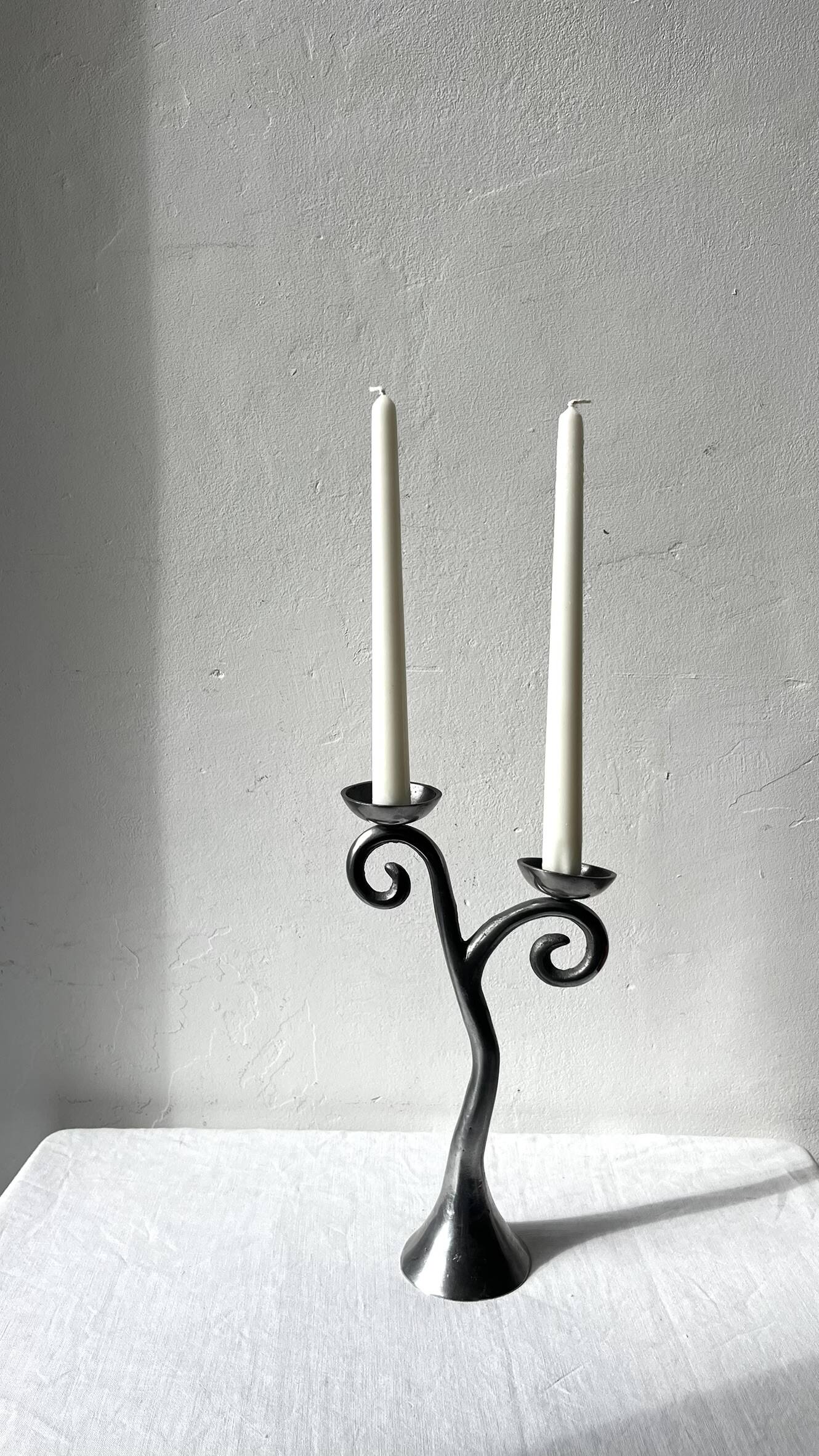 Aluminium candlestick / candelabrum, spiral design