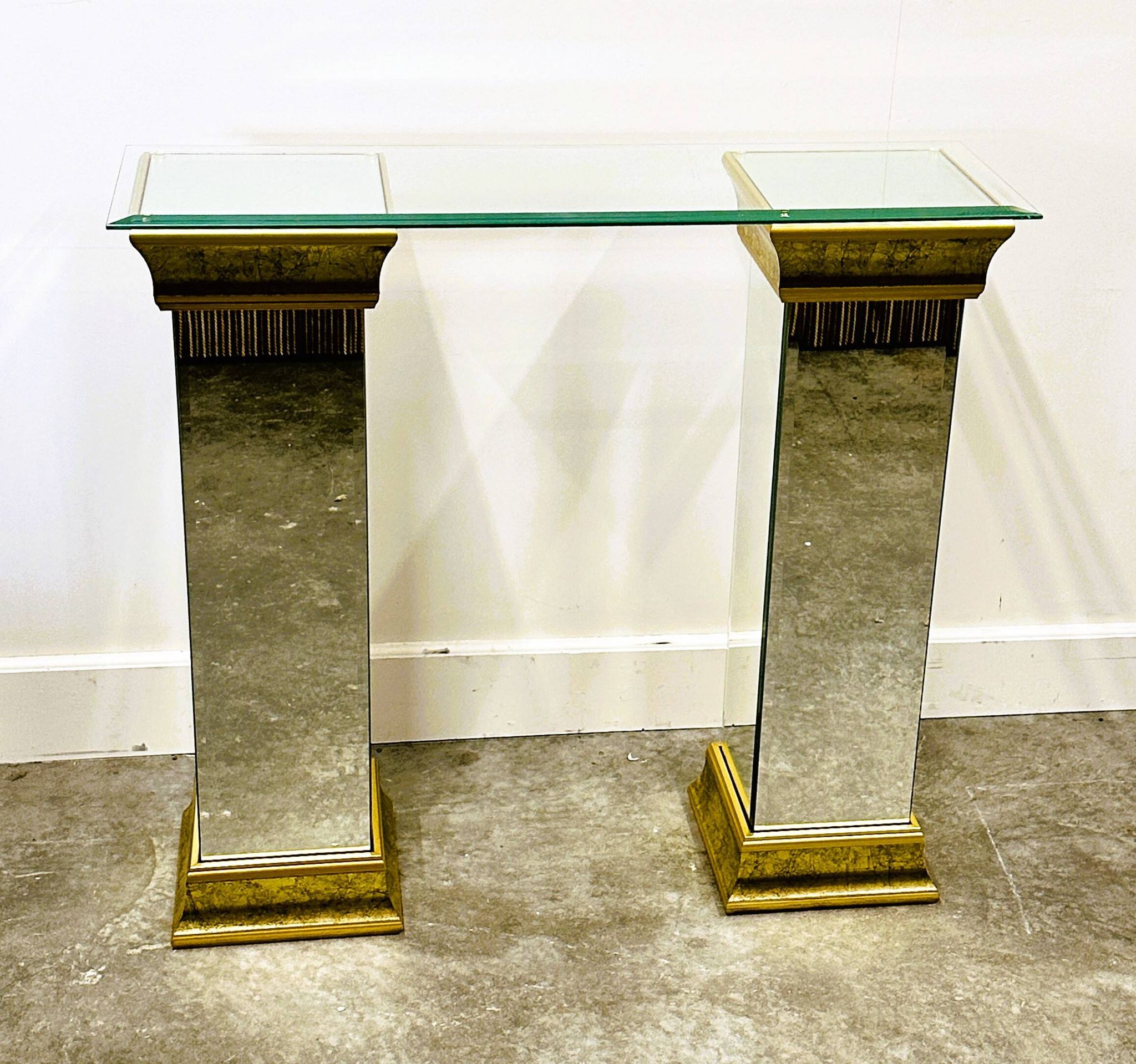 Rare Pair Of Mirrored Plinths or Console By Deknudt, Belgium 1980s