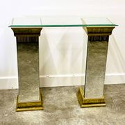 Rare Pair Of Mirrored Plinths or Console By Deknudt, Belgium 1980s