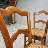 Antique set of chairs walnut with webbing