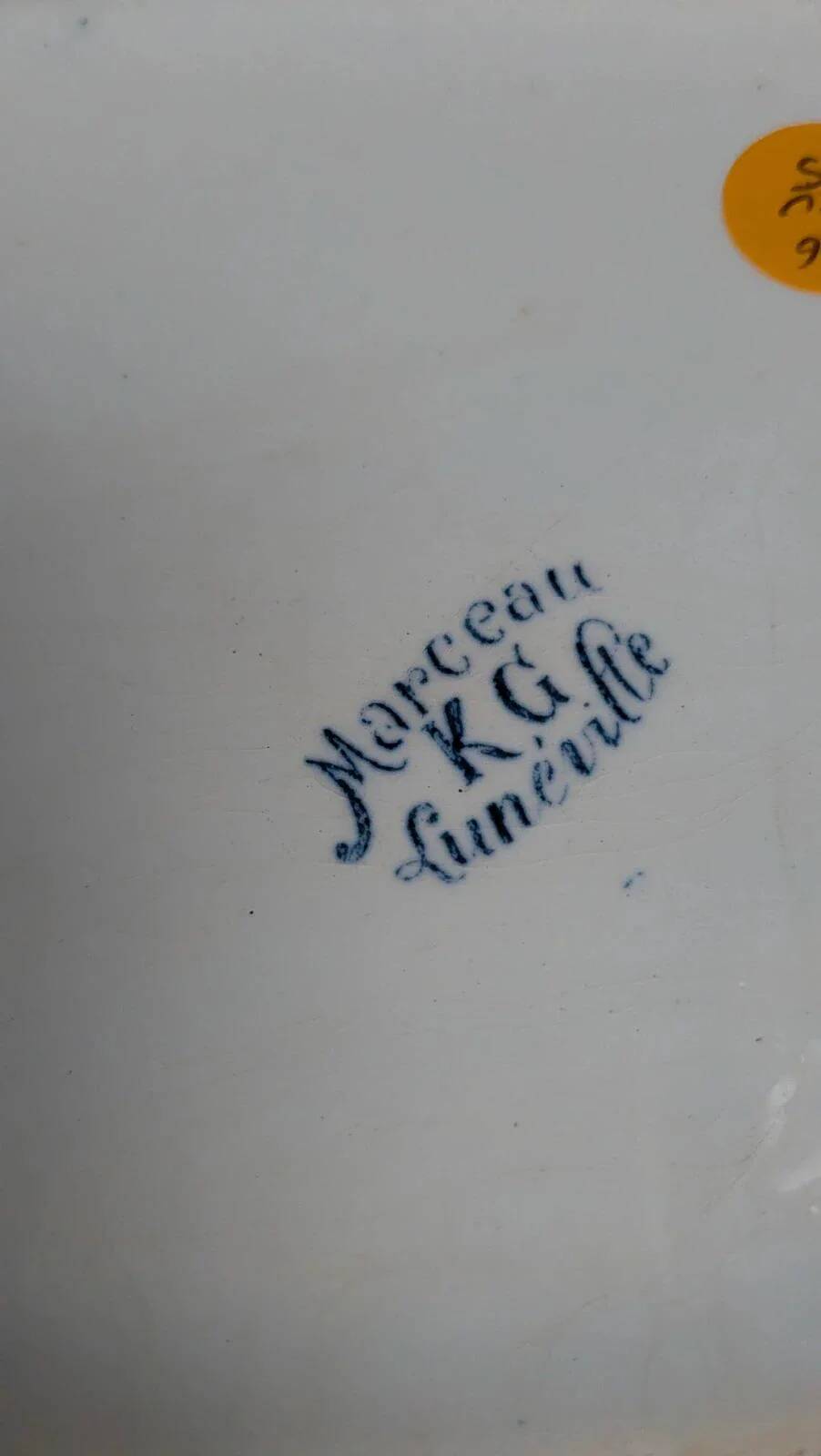 Légumier ancien KG Lunéville modèle Marceau décor bleu