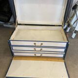 Old travel trunk for folded clothes with 3 cardboard drawers