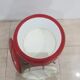 Pouf with storage function, red vinyl, chrome, Germany, 1960s