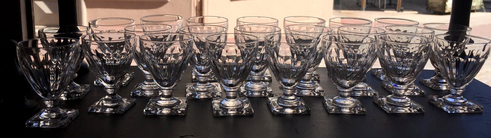 11 champagne glasses, 12 wine glasses and 12 crystal port glasses from Val st Lambert