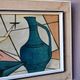 Oil painting on canvas Cubist Still Life 1950s Huberger