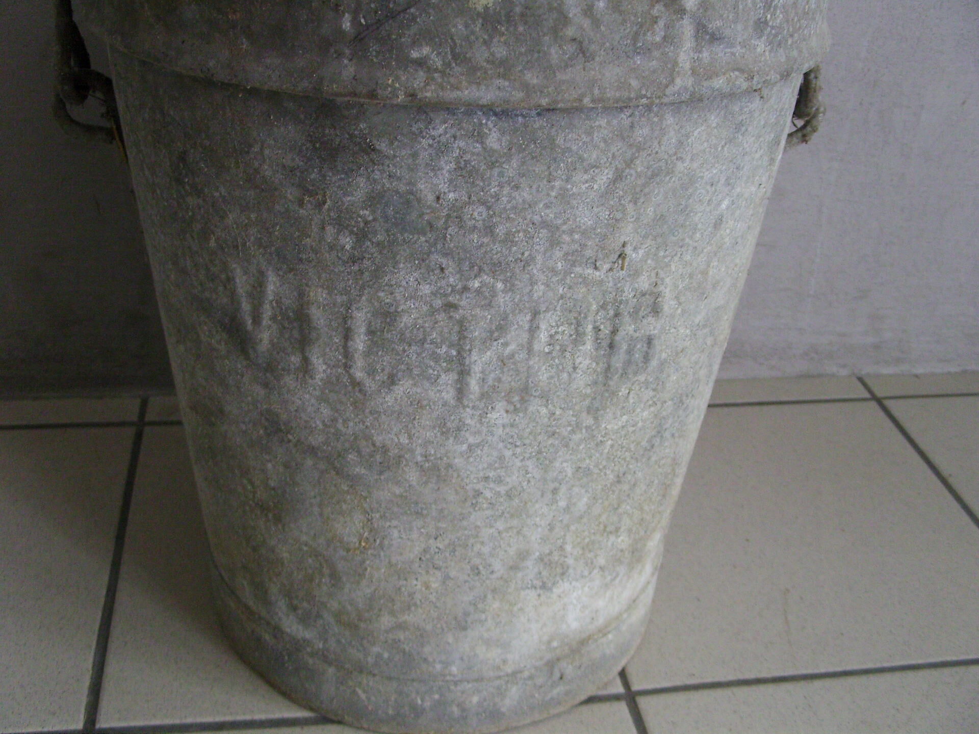 Old vintage garden zinc trash can