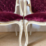Pair of Louis XV style upholstered velvet armchairs