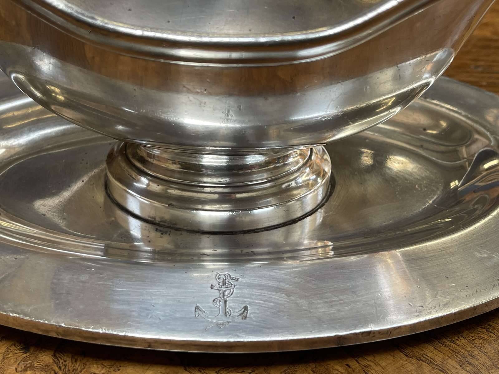 Ercuis silver-plated sauceboat from the french navy