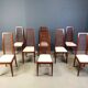 Ensemble de 8 chaises de salle à manger italiennes à dossier haut, années 1980