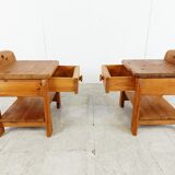 Paire de chevet vintage en pin, années 1960