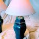 2 blue crackle ceramic desk lamp bases, 1950s