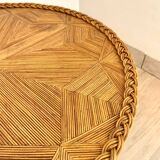 Vintage straw marquetry side table