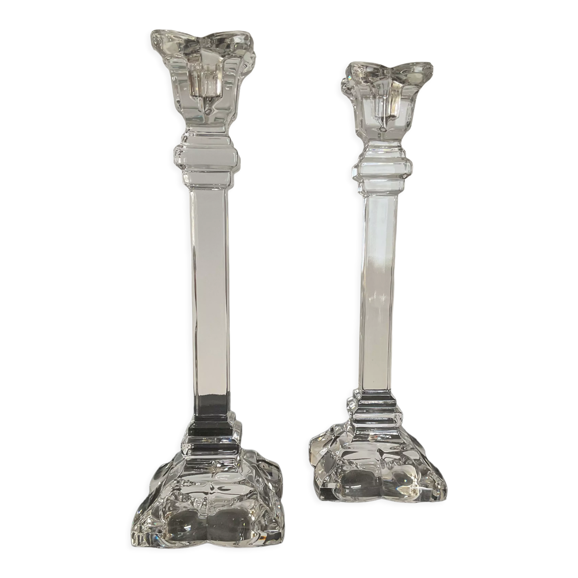 Pair of vintage crystal torch candlesticks from the 70s