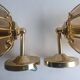 Pair of vintage brass wall sconces with glass shades