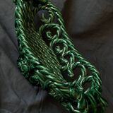 Green woven ceramic fruit bowl