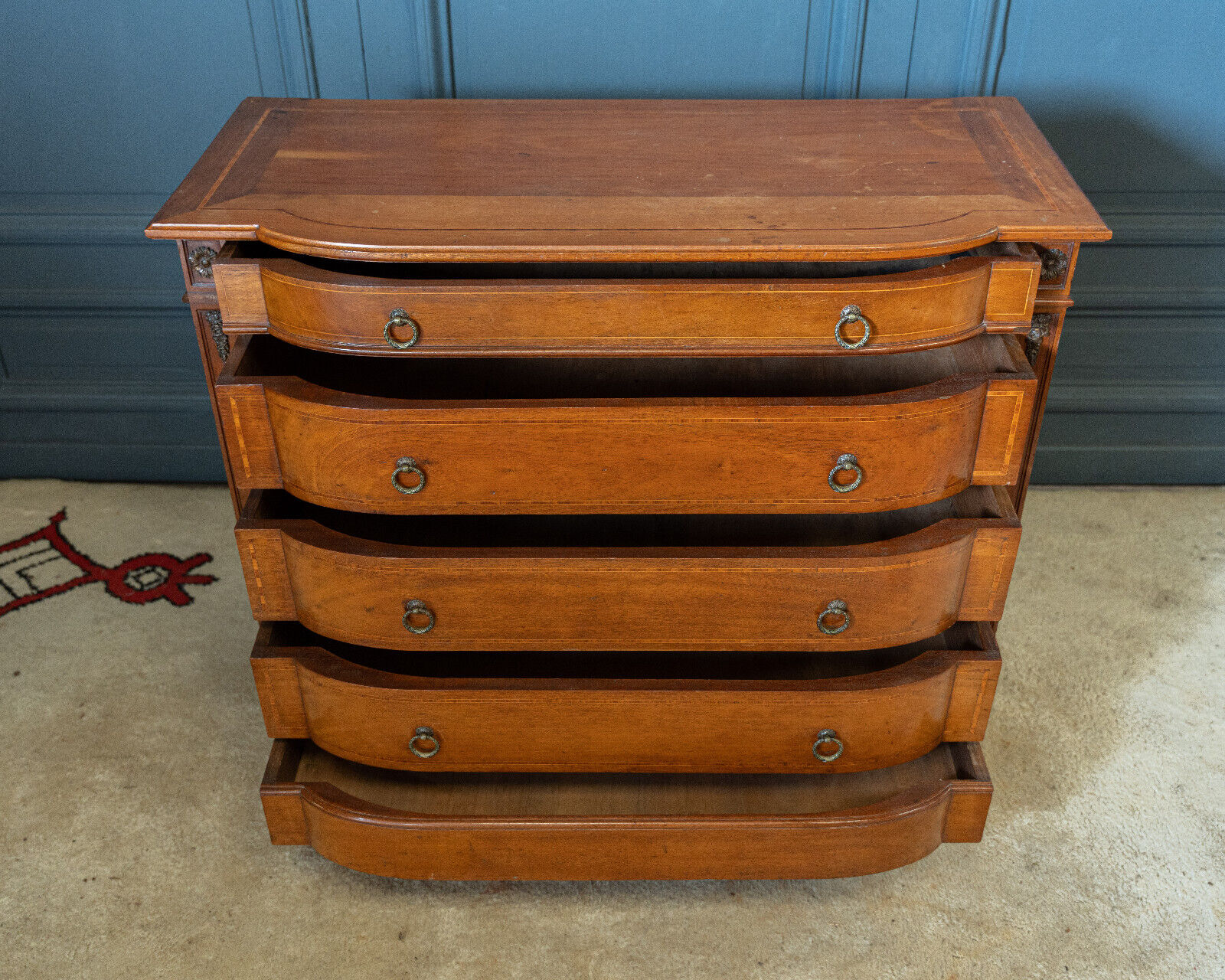 Chest of drawers 1900 Louis XVI style Marquetry 5 drawers