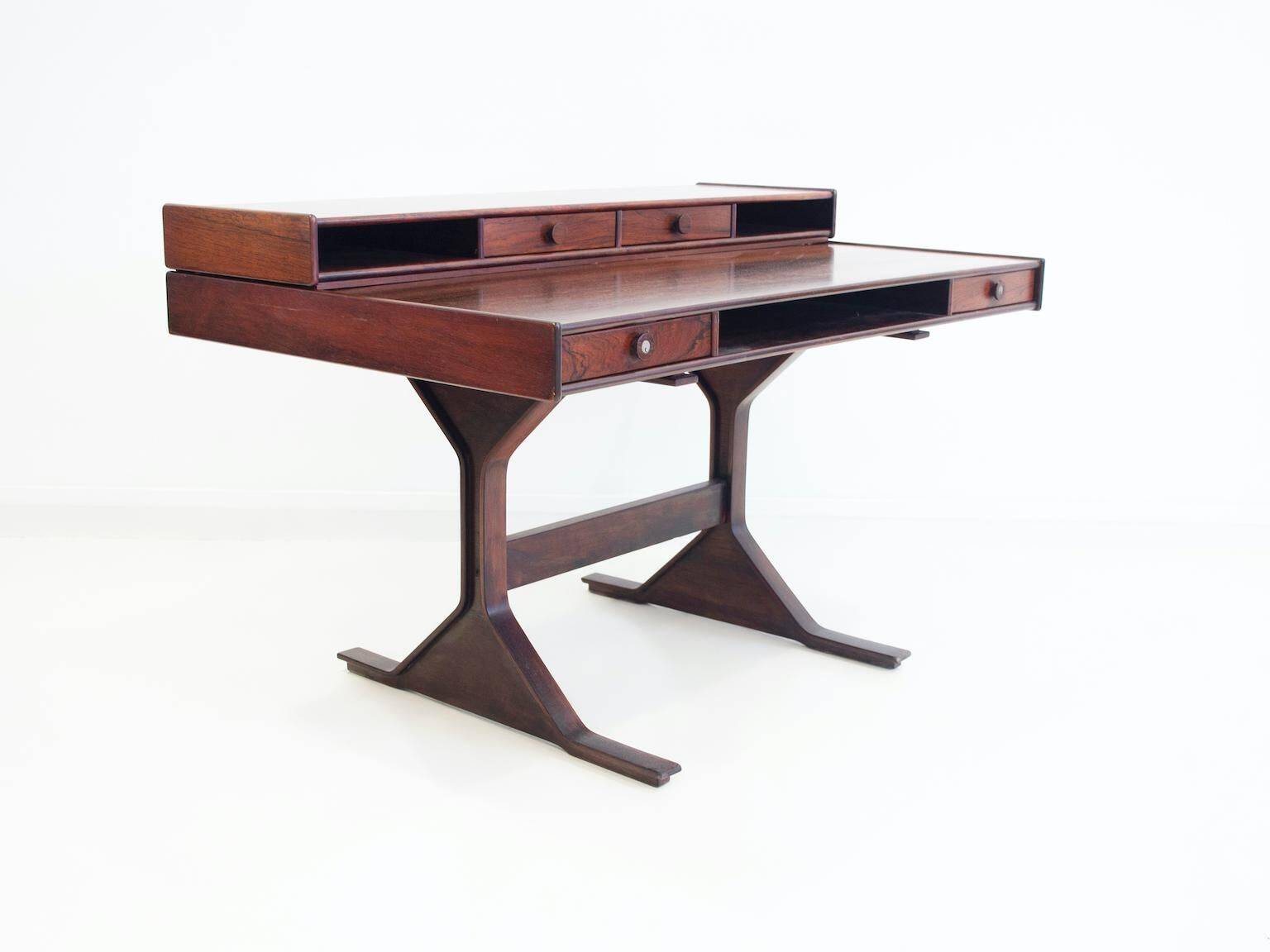 Modern mid-century wooden desk by Gianfranco Frattini for Bernini