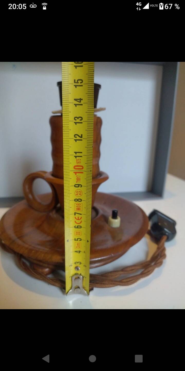Vintage Scandinavian turned wooden candlestick lamp base