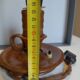 Vintage Scandinavian turned wooden candlestick lamp base