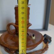 Vintage Scandinavian turned wooden candlestick lamp base