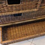 Commode vintage en rotin et osier