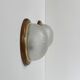 Pair of vintage wall lights, wood, brass and frosted glass, France, 1970.