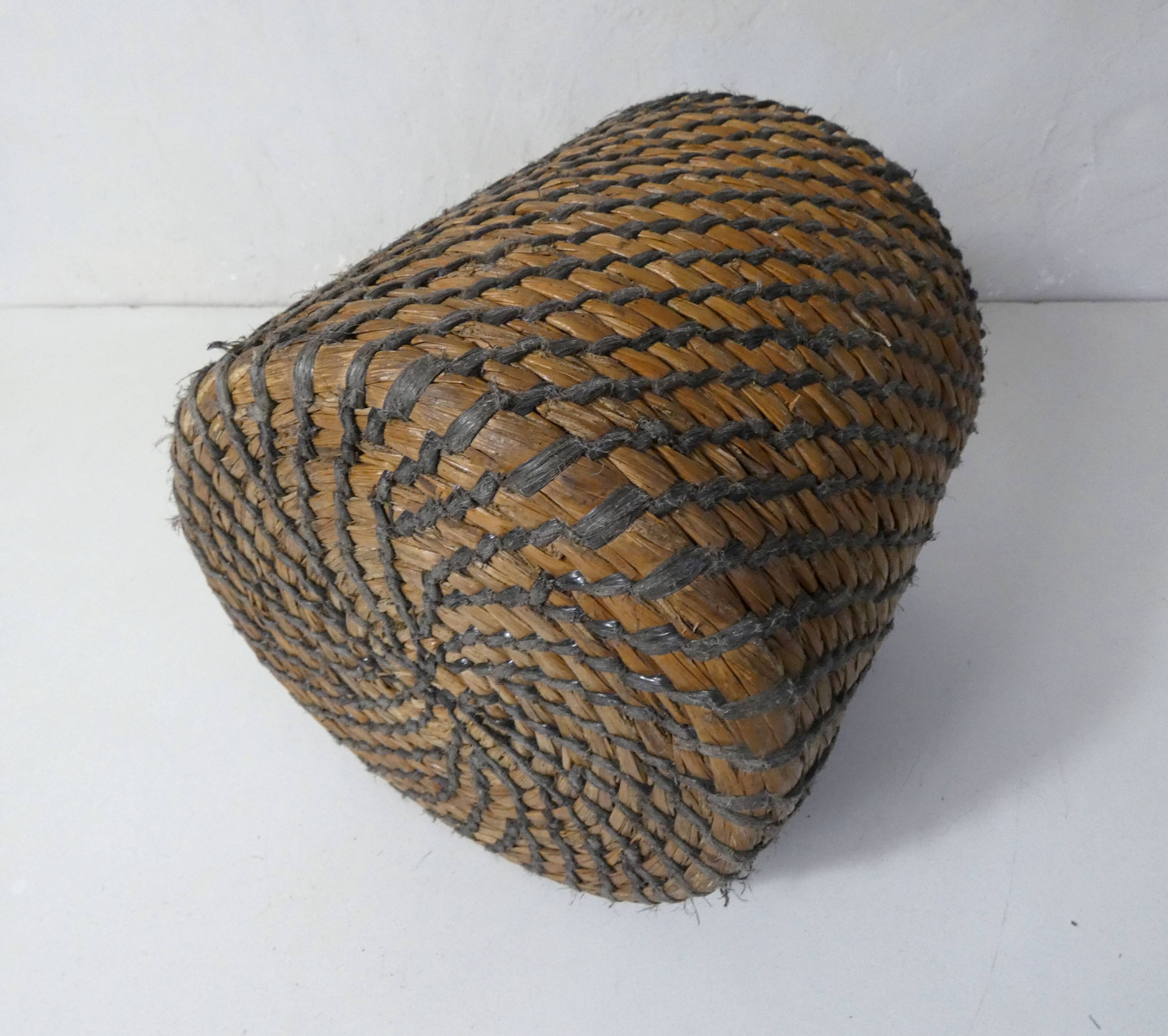 old woven straw stool