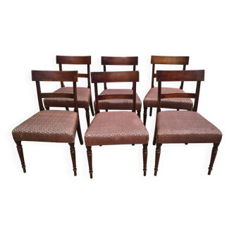 Suite 6 chaises +2 fauteuils en acajou, Angleterre fin XIXÈME