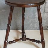 Vintage turned solid wood tripod stool