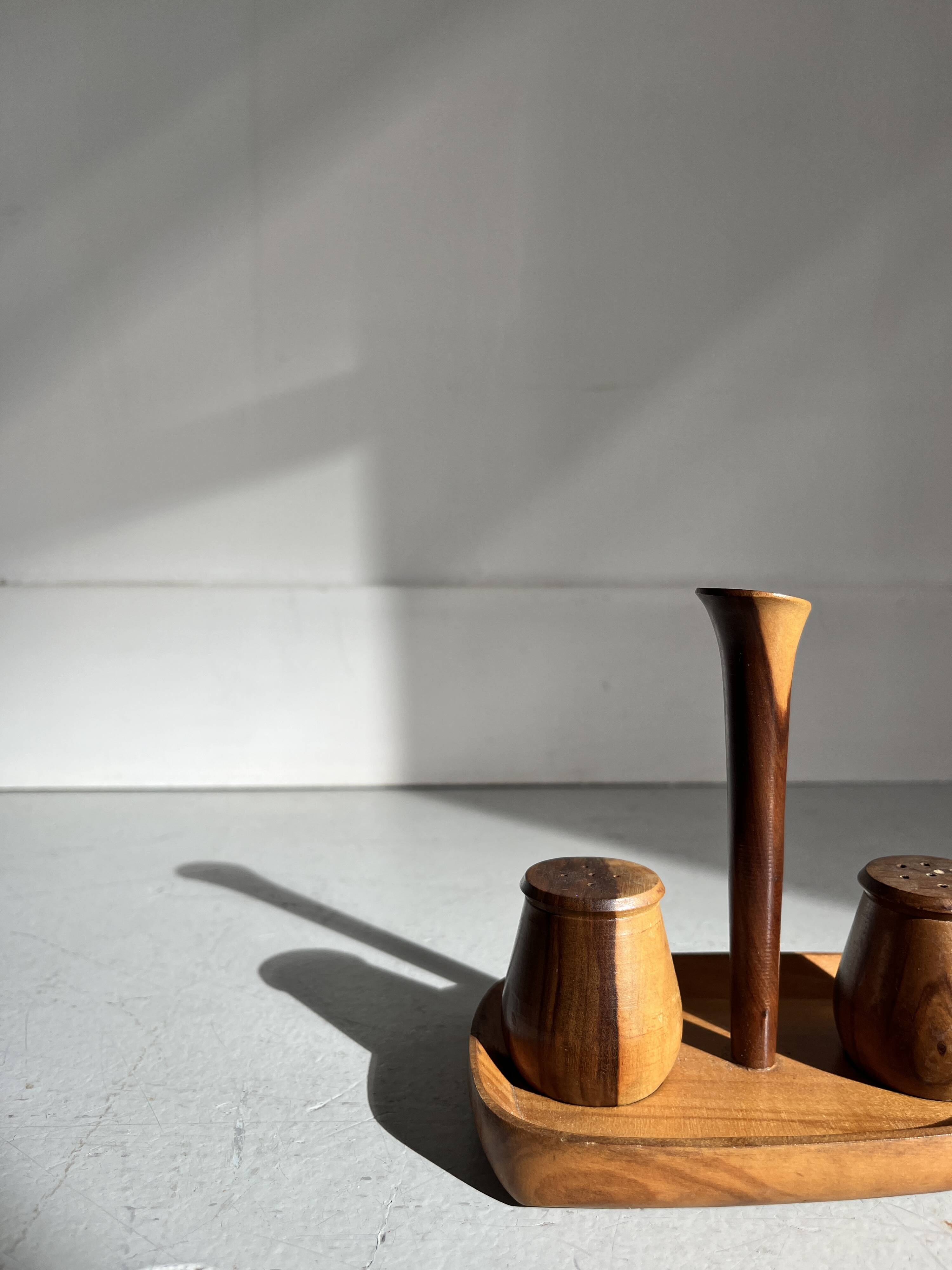 Scandinavian teak wood salt and pepper shaker set, 1950