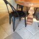 Round table with solid wood central leg entirely restored