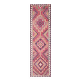 1970s Turkish Oushak Handmade Wool Cotton Pink Runner Rug 95x333
