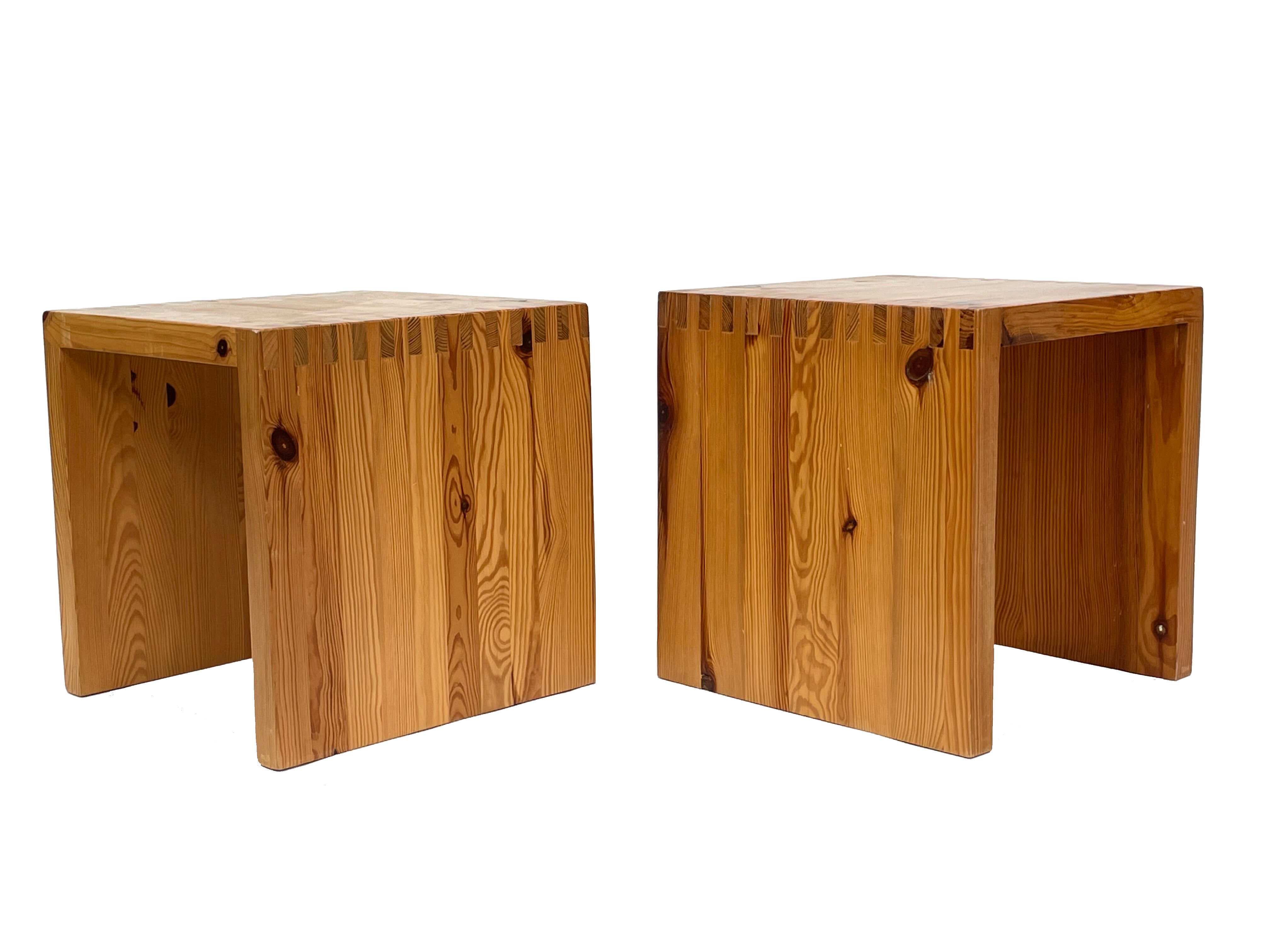 Vintage side table Ate van Apeldoorn, Pine wood 1970s