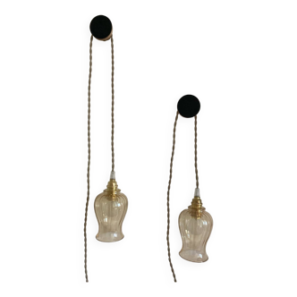 Paire de baladeuses opalines vintage