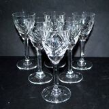 Cristallerie de saint-louis, set of 6 chantilly crystal liqueur glasses signed 11.5cm