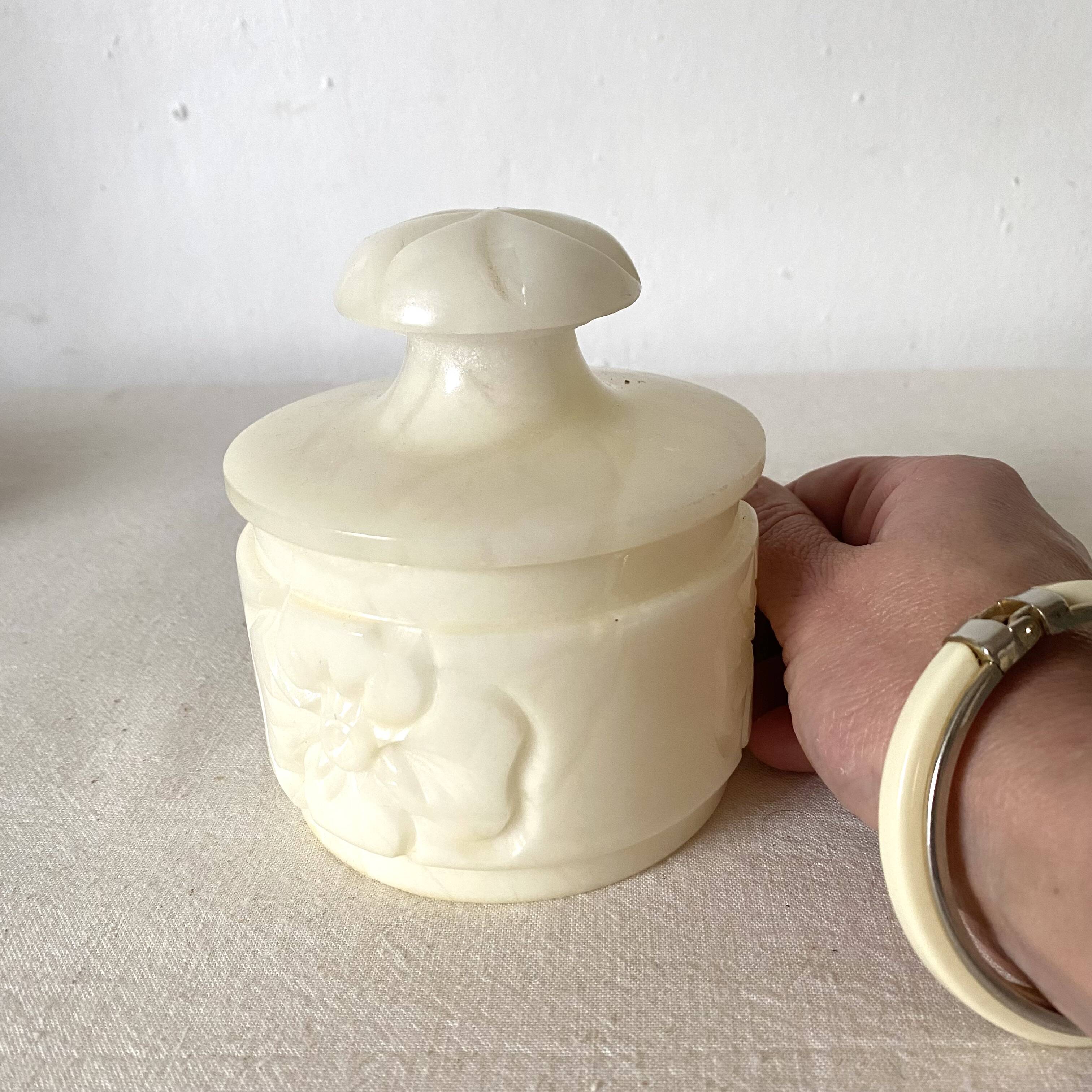 Carved alabaster pot