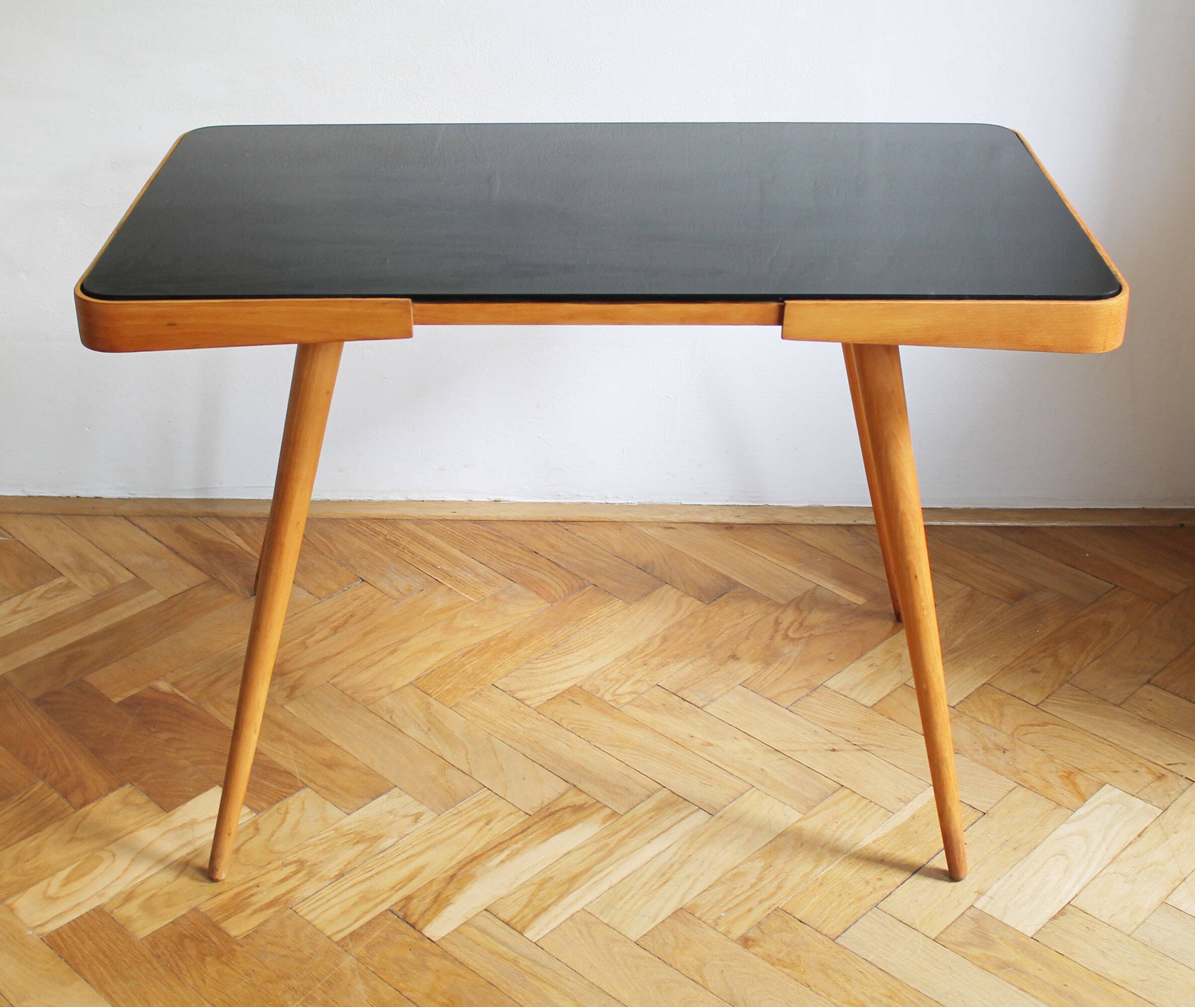 1960's Mid Century Coffee Table With a Black Opaxite Glass - Smaller version