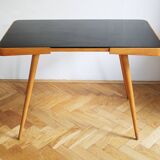 Table basse du milieu du siècle des années 1960 avec un verre opaxite noir - Version plus petite