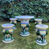 Ensemble de jardin ou de patio multicolore du 20ème siècle avec des éléphants