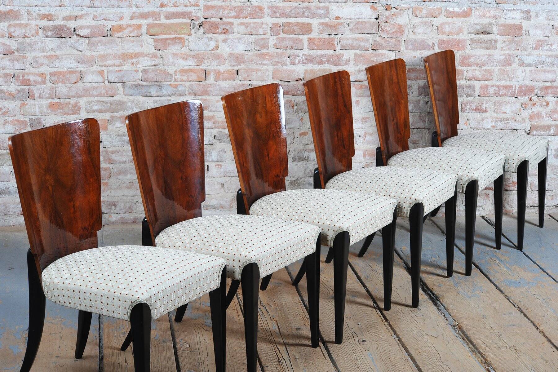 Art Deco Beech Chairs attributed to Halabala for Up Závody, Czech, 1930s, Set of 6